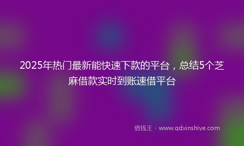 2025年热门最新能快速下款的平台，总结5个芝麻借款实时到账速借平台
