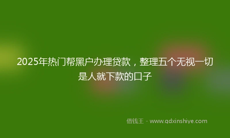 2025年热门帮黑户办理贷款，整理五个无视一切是人就下款的口子