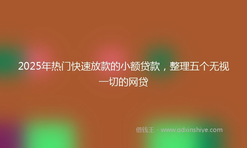 2025年热门快速放款的小额贷款,整理五个无视一切的网贷