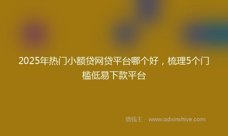 2025年热门小额贷网贷平台哪个好，梳理5个门槛低易下款平台