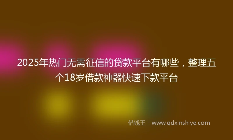 2025年热门无需征信的贷款平台有哪些，整理五个18岁借款神器快速下款平台