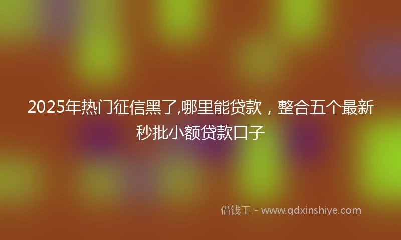 2025年热门征信黑了,哪里能贷款，整合五个最新秒批小额贷款口子