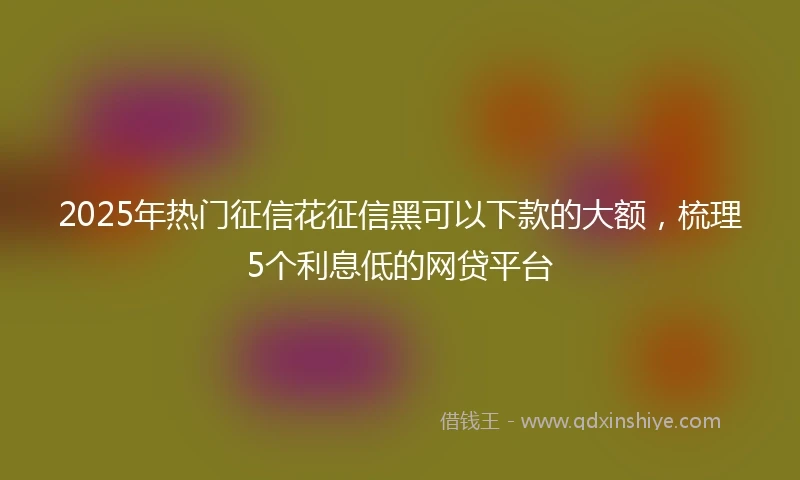2025年热门征信花征信黑可以下款的大额，梳理5个利息低的网贷平台