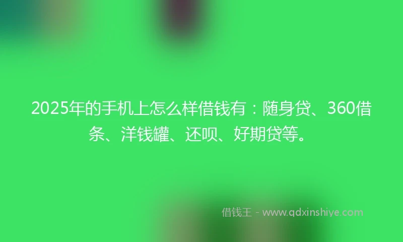 2025年的手机上怎么样借钱有：随身贷、360借条、洋钱罐、还呗、好期贷等。