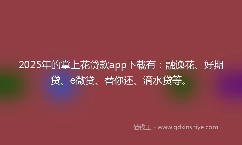 2025年的掌上花贷款app下载有：融逸花、好期贷、e微贷、替你还、滴水贷等。
