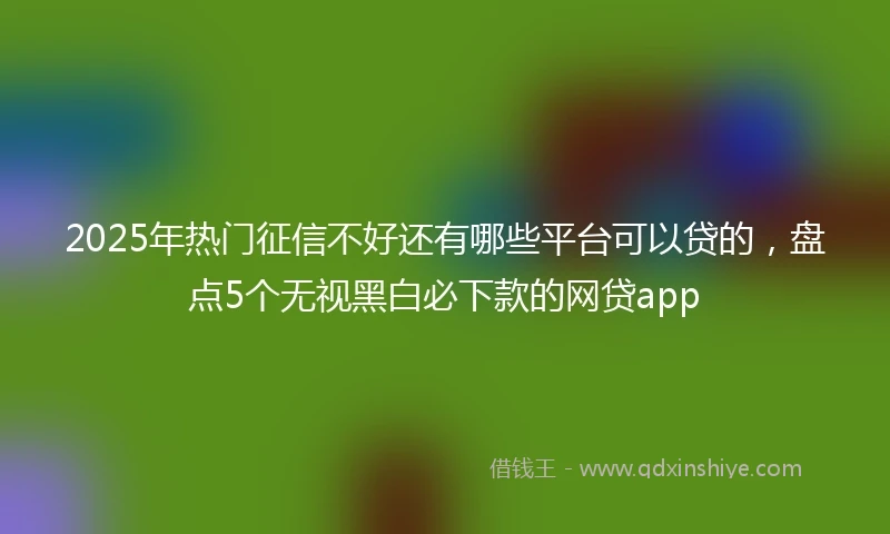 2025年热门征信不好还有哪些平台可以贷的，盘点5个无视黑白必下款的网贷app
