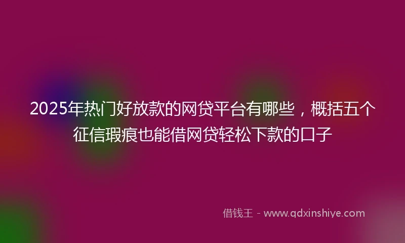 2025年热门好放款的网贷平台有哪些，概括五个征信瑕疵也能借网贷轻松下款的口子