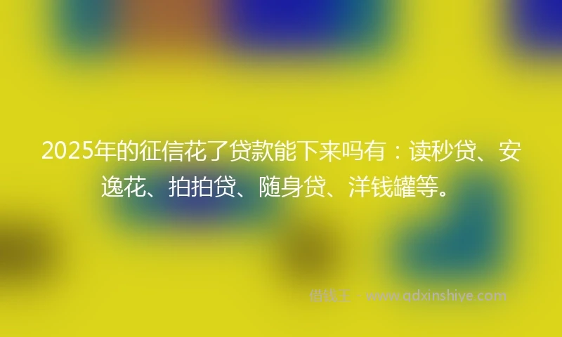 2025年的征信花了贷款能下来吗有：读秒贷、安逸花、拍拍贷、随身贷、洋钱罐等。