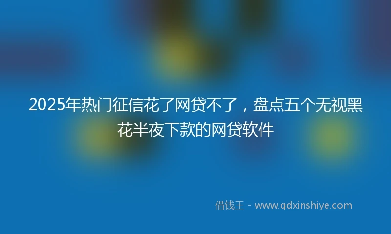 2025年热门征信花了网贷不了，盘点五个无视黑花半夜下款的网贷软件