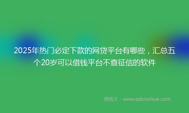 2025年热门必定下款的网贷平台有哪些，汇总五个20岁可以借钱平台不查征信的软件