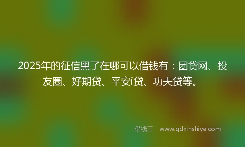 2025年的征信黑了在哪可以借钱有：团贷网、投友圈、好期贷、平安i贷、功夫贷等。