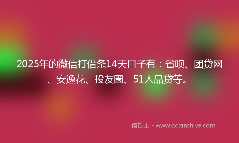 2025年的微信打借条14天口子有：省呗、团贷网、安逸花、投友圈、51人品贷等。