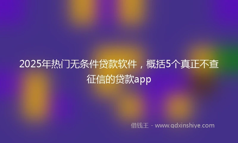 2025年热门无条件贷款软件，概括5个真正不查征信的贷款app