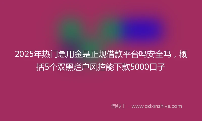 2025年热门急用金是正规借款平台吗安全吗，概括5个双黑烂户风控能下款5000口子