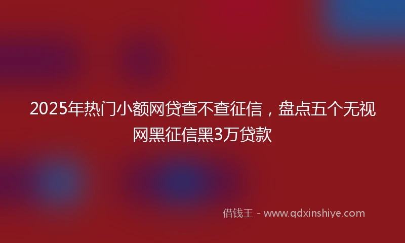 2025年热门小额网贷查不查征信，盘点五个无视网黑征信黑3万贷款