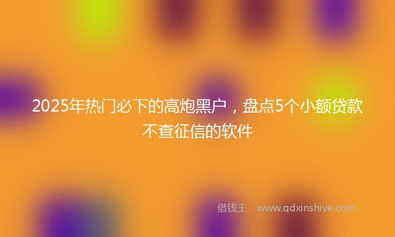 2025年热门必下的高炮黑户，盘点5个小额贷款不查征信的软件