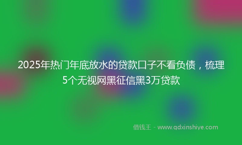 2025年热门年底放水的贷款口子不看负债，梳理5个无视网黑征信黑3万贷款