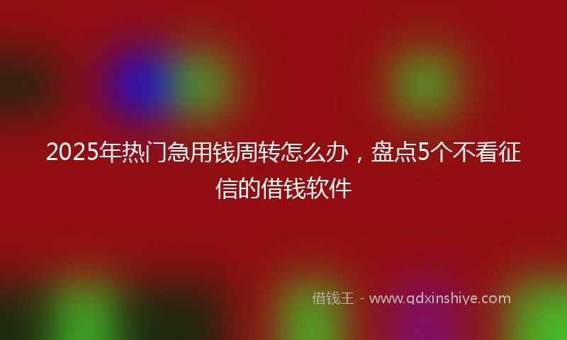 2025年热门急用钱周转怎么办，盘点5个不看征信的借钱软件