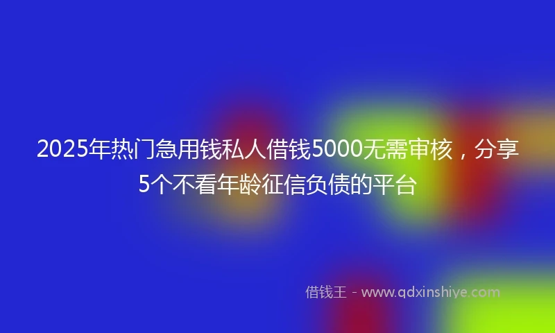 2025年热门急用钱私人借钱5000无需审核，分享5个不看年龄征信负债的平台