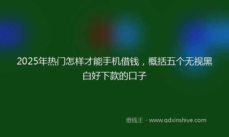 2025年热门怎样才能手机借钱，概括五个无视黑白好下款的口子