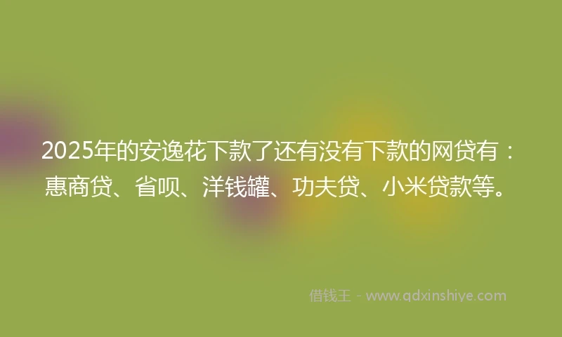 2025年的安逸花下款了还有没有下款的网贷有：惠商贷、省呗、洋钱罐、功夫贷、小米贷款等。