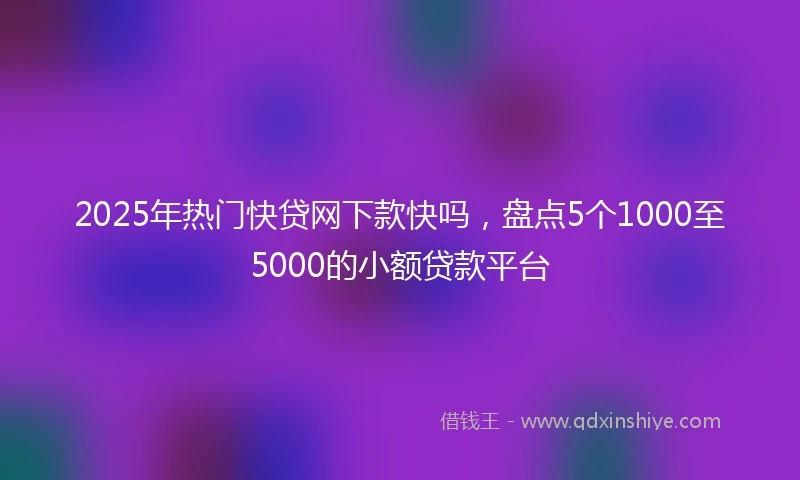 2025年热门快贷网下款快吗，盘点5个1000至5000的小额贷款平台
