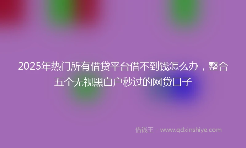 2025年热门所有借贷平台借不到钱怎么办，整合五个无视黑白户秒过的网贷口子