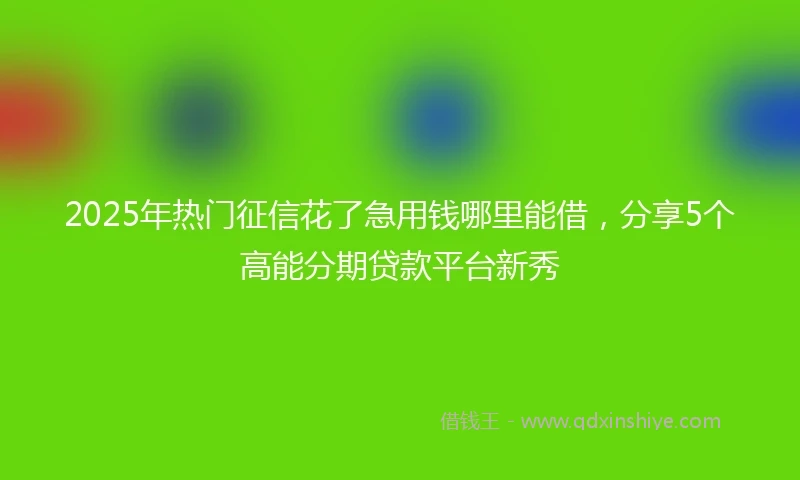 2025年热门征信花了急用钱哪里能借，分享5个高能分期贷款平台新秀