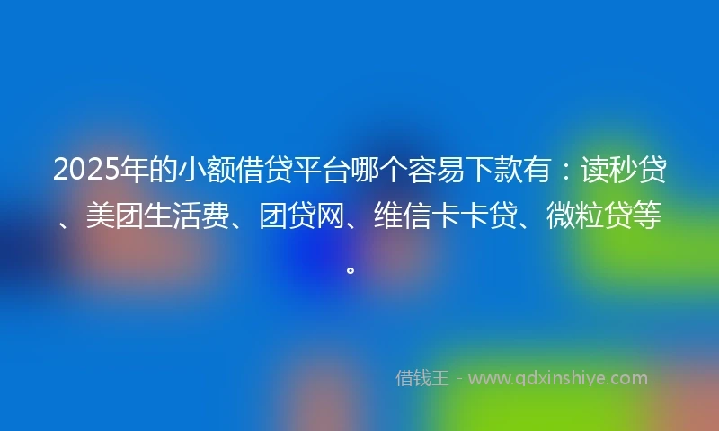 2025年的小额借贷平台哪个容易下款有：读秒贷、美团生活费、团贷网、维信卡卡贷、微粒贷等。