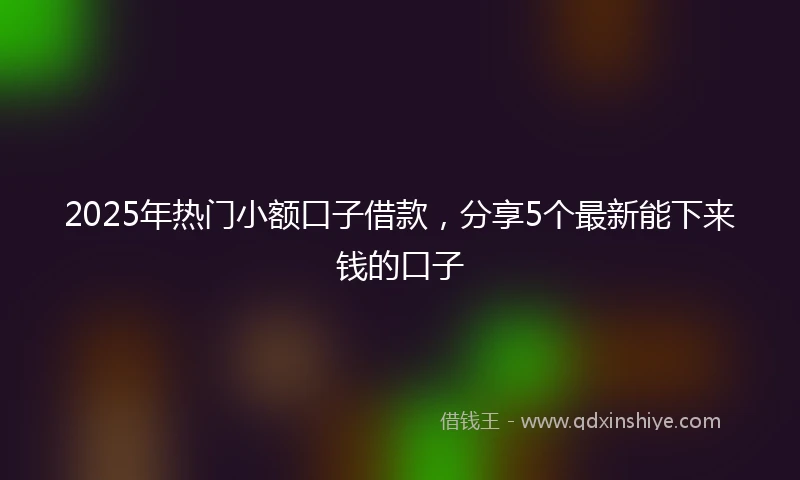 2025年热门小额口子借款，分享5个最新能下来钱的口子
