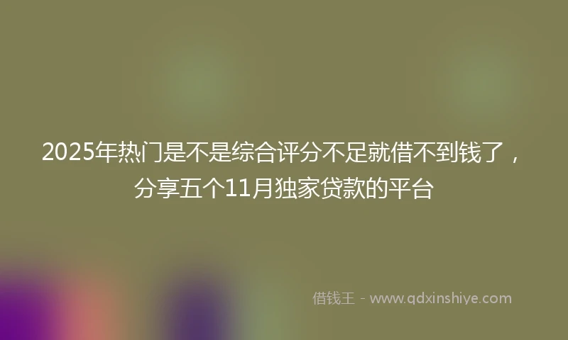2025年热门是不是综合评分不足就借不到钱了，分享五个11月独家贷款的平台