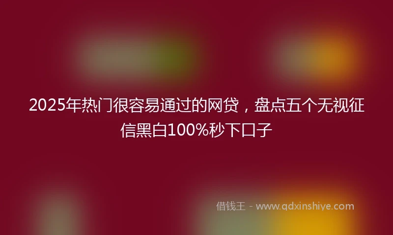 2025年热门很容易通过的网贷，盘点五个无视征信黑白100%秒下口子