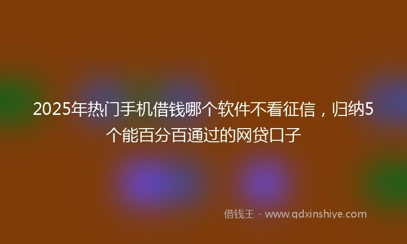 2025年热门手机借钱哪个软件不看征信，归纳5个能百分百通过的网贷口子