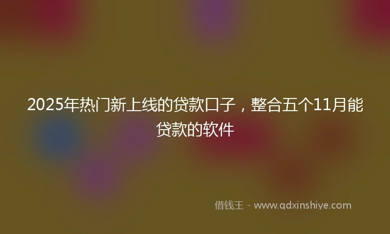 2025年热门新上线的贷款口子，整合五个11月能贷款的软件