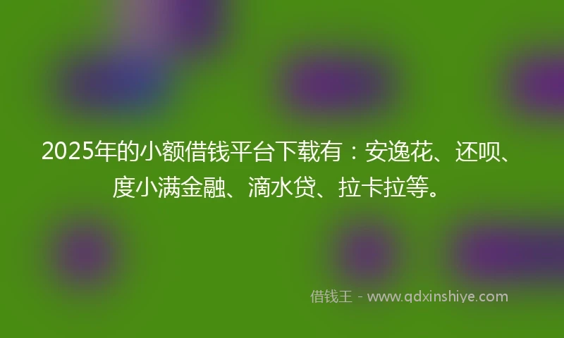2025年的小额借钱平台下载有：安逸花、还呗、度小满金融、滴水贷、拉卡拉等。