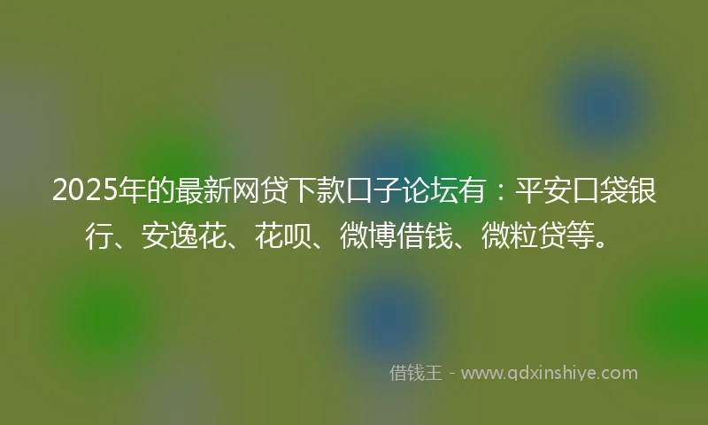 2025年的最新网贷下款口子论坛有：平安口袋银行、安逸花、花呗、微博借钱、微粒贷等。