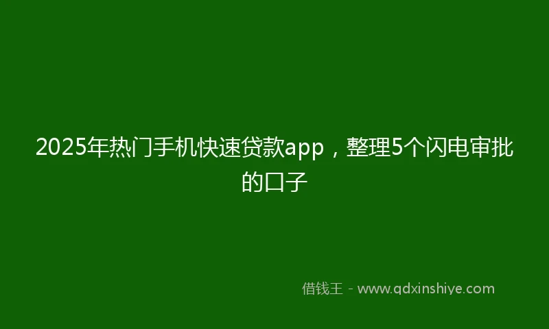 2025年热门手机快速贷款app，整理5个闪电审批的口子