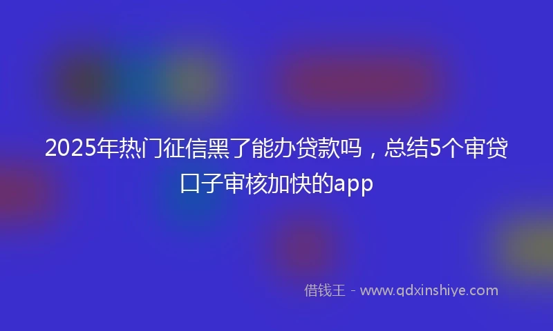 2025年热门征信黑了能办贷款吗，总结5个审贷口子审核加快的app
