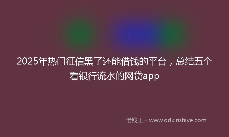 2025年热门征信黑了还能借钱的平台，总结五个看银行流水的网贷app