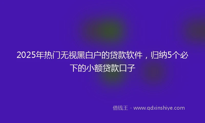 2025年热门无视黑白户的贷款软件，归纳5个必下的小额贷款口子