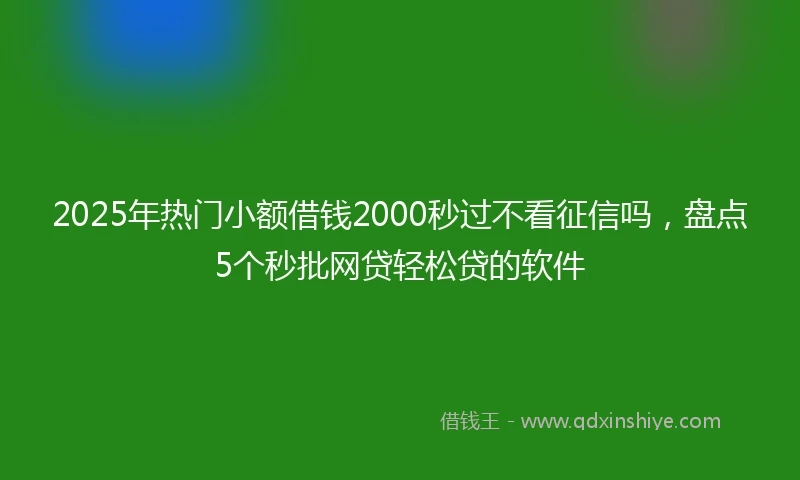 2025年热门小额借钱2000秒过不看征信吗，盘点5个秒批网贷轻松贷的软件