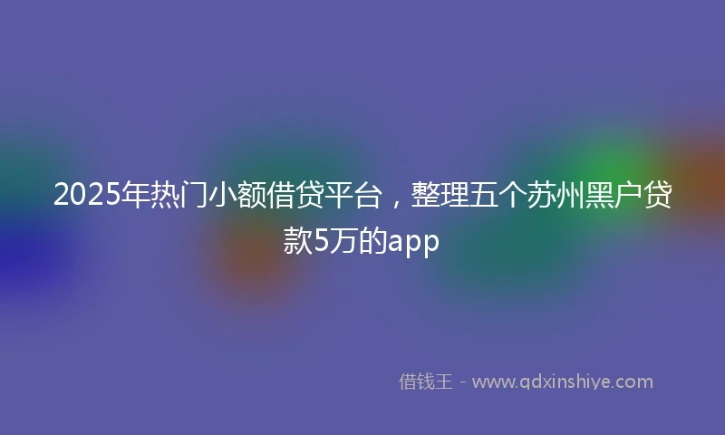 2025年热门小额借贷平台，整理五个苏州黑户贷款5万的app