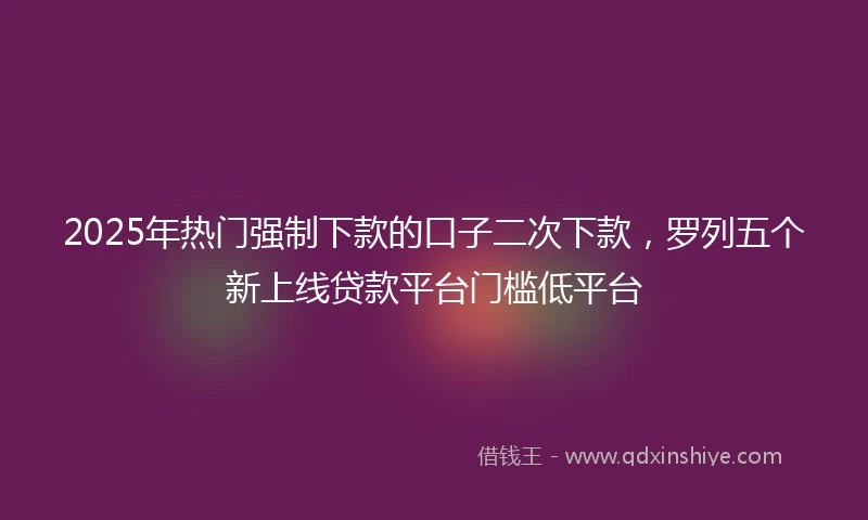 2025年热门强制下款的口子二次下款，罗列五个新上线贷款平台门槛低平台
