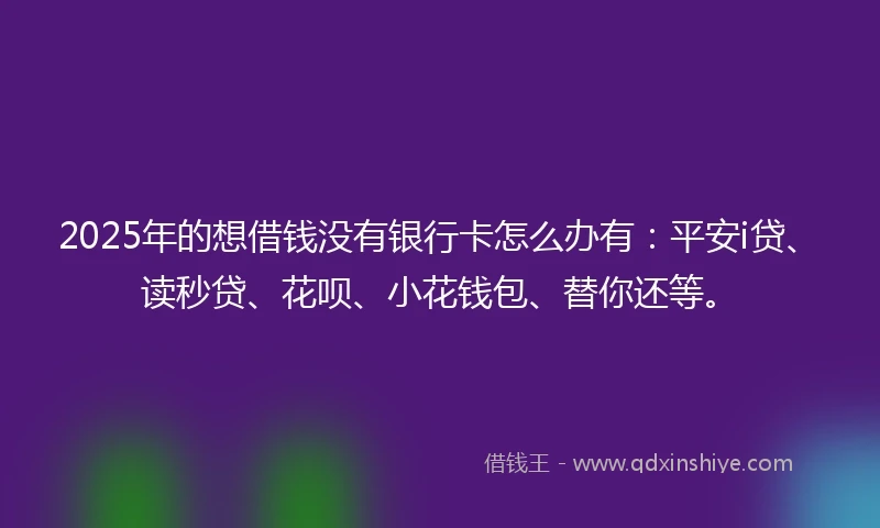 2025年的想借钱没有银行卡怎么办有：平安i贷、读秒贷、花呗、小花钱包、替你还等。