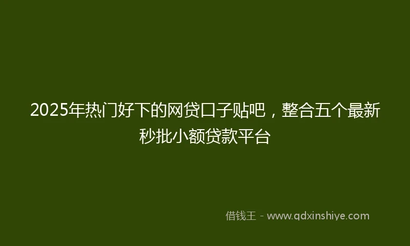 2025年热门好下的网贷口子贴吧，整合五个最新秒批小额贷款平台
