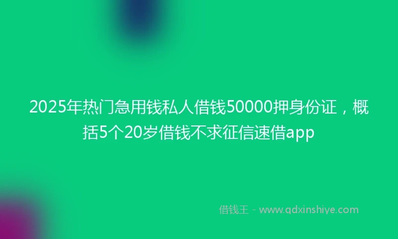 2025年热门急用钱私人借钱50000押身份证，概括5个20岁借钱不求征信速借app