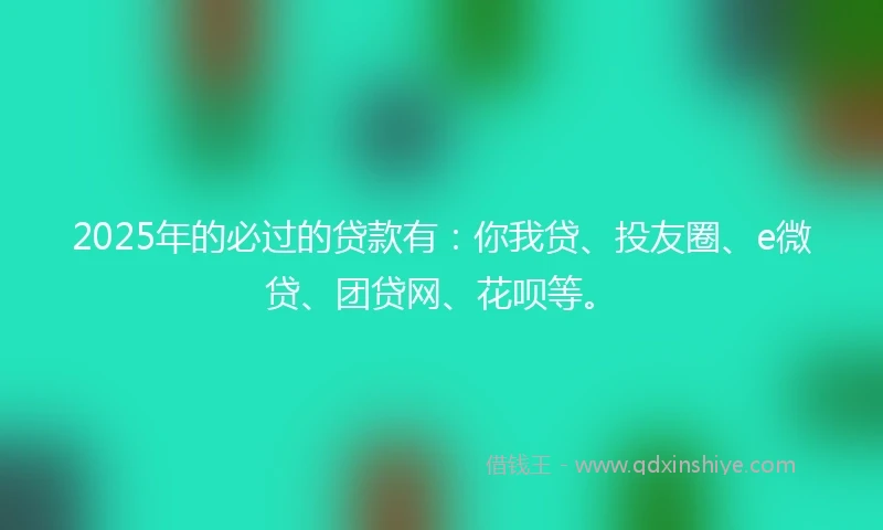 2025年的必过的贷款有：你我贷、投友圈、e微贷、团贷网、花呗等。