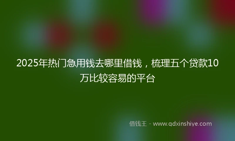 2025年热门急用钱去哪里借钱，梳理五个贷款10万比较容易的平台