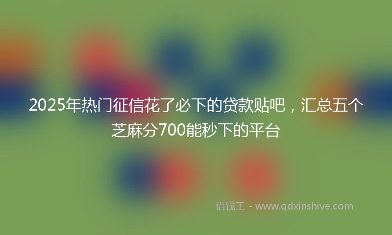 2025年热门征信花了必下的贷款贴吧,汇总五个芝麻分700能秒下的平台