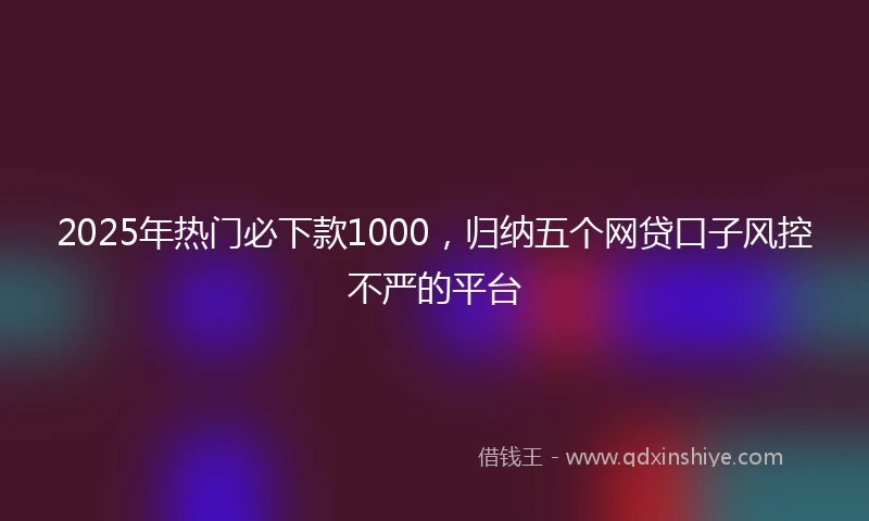 2025年热门必下款1000，归纳五个网贷口子风控不严的平台